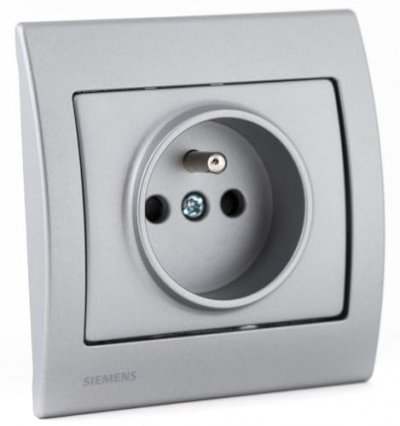 SIEMENS  - Lot de 3 Prise 2P+T Silver Delta Iris + Plaque basic Silver