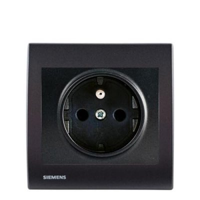 SIEMENS  - Prise 2P+T Anthracite Delta Iris + Plaque basic Anthracite