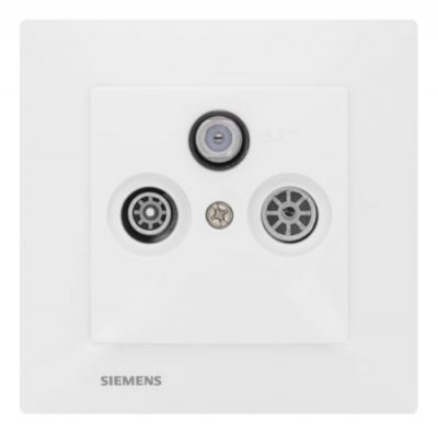 SIEMENS  - Prise TV FM SAT Blanc Delta Viva + Plaque Blanc