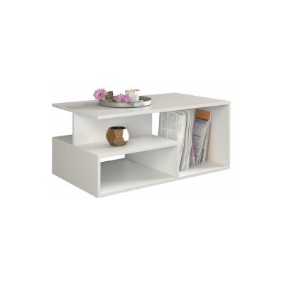 SIENNE - Table basse de salon bureau - 90x51x43 - Table &agrave; caf&eacute; - blanc
