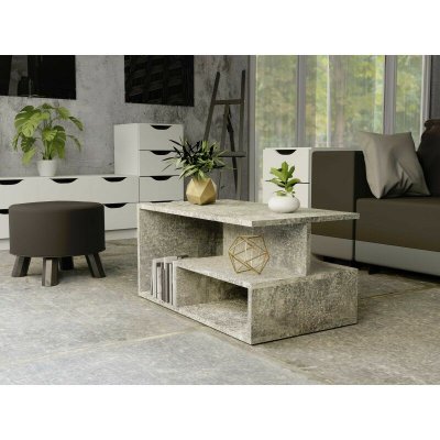 SIENNE - Table basse - Style industriel - Imitation b&eacute;ton Gris