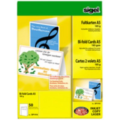 SIGEL  cartes 2 volets pour PC, A6 (A5), 185g/m2, extra blanc