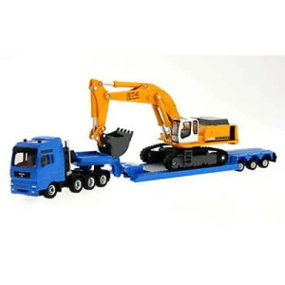 SIKU  1847 Surbaisse avec excavateur - Bleu/jaune 