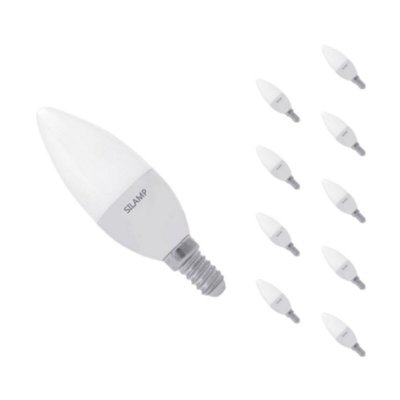 SILAMP  Ampoule E14 LED 8W 220V C37 180&deg; (Pack de 10) - Blanc Neutre 4000K - 5500K