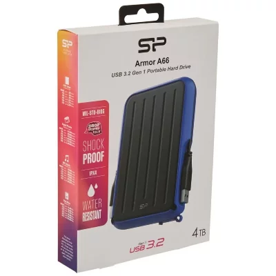 SILICON POWER Armor A66 - Disque dur - 4 To - externe (portable) - 2.5 pouces - USB 3.2 Gen 1 - bleu 