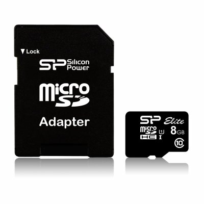 SILICON POWER  Elite Uhs-i 8gb Micro Sdhc Memory Card Noir