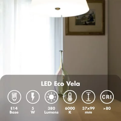 SILVER ELECTRONICS  1971214 Bougie LED Eco E14 5 W Blanc
