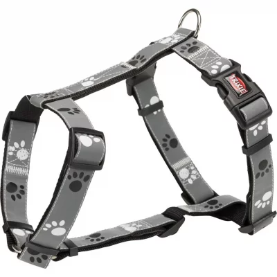 TRIXIE Silver Reflect Harnais H - Xs-S: 30-40 Cm/15 Mm, Noir/Gris Argent