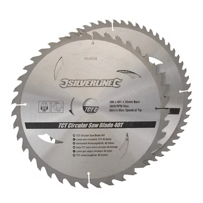 SILVERLINE  803634 Jeu de 2 lames de scie circulaire TCT