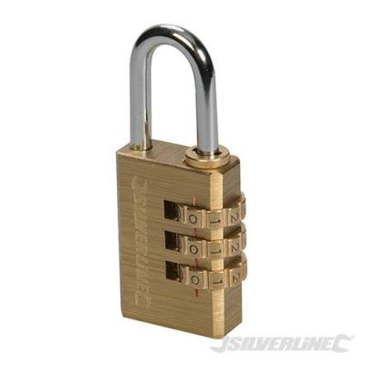 GENERIQUE Silverline - Cadenas en laiton &agrave; combinaison, 3 chiffres, 3 Chiffres