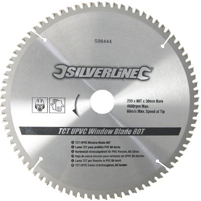 SILVERLINE  Lame  TCT pour profil&eacute;s PVC - 80 dents - Dents renforc&eacute;es