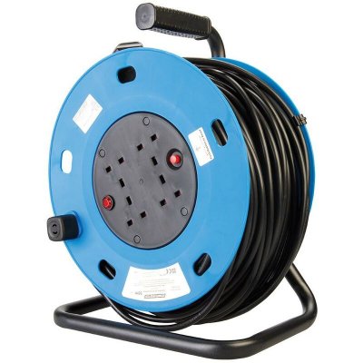 POWERMASTER Silverline - rallonge anglaise sur pied 240V 13 a 50 m 4 prises 934311