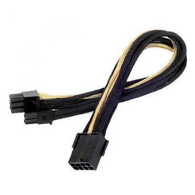 SILVERSTONE   pci-8-pin zu pcie-6+2-pin kabel, 250mm - schwarz/gol noir