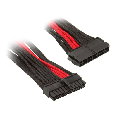 SILVERSTONE  SST-PP07-MBBR - 30cm Carte m&egrave;re 24pin vers 24pin Cable d'extension manchonn&eacute;, noir rouge