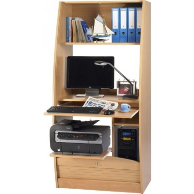SIMMOB Armoire Informatique Largeur 80 cm Galb&eacute;e H&ecirc;tre, Bois, 80