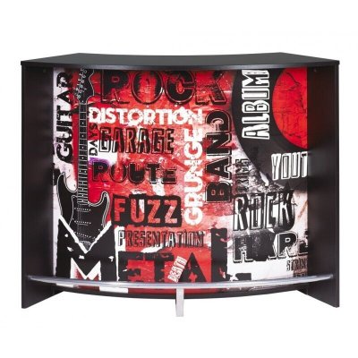 Simmob Meuble Bar Comptoir d'Accueil Noir 135 cm - Coloris: Rock 451