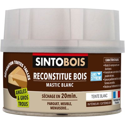 SINTO bois mastic &agrave; bois avec durcisseur ls bo&icirc;te 170 ml / 190 g blanc