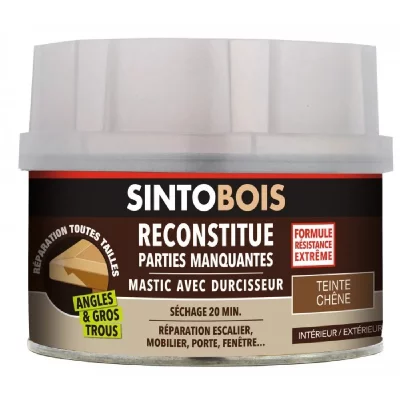 SINTO bois mastic &agrave; bois avec durcisseur ls bo&icirc;te 500 ml / 550 g ch&ecirc;ne