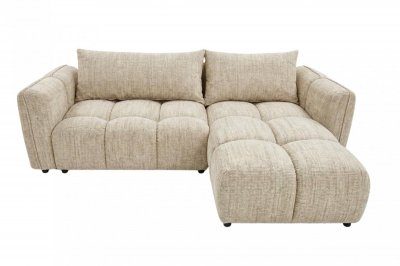 CASANOVA PARIS Sintra - Canap&eacute; D'angle Tissu Chenille 3 Places Beige Droit