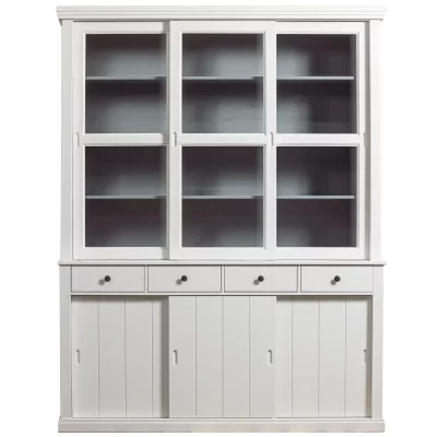 Sjaak - Vaisselier en pin 6 portes 4 tiroirs - Couleur - Blanc