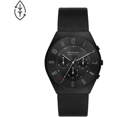SKAGEN  Grenen Chronograph Midnight Leather Strap Black Dial Quartz SKW6843 Montre Homme