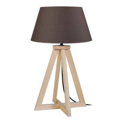 TOSEL SKARA - Lampe de chevet colonne bois naturel et marron