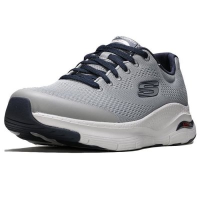 SKECHERS  Arch FIT, Sneaker Homme, Gray Textile/Synthetic/Navy Trim, 44 EU