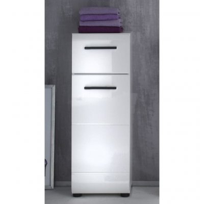 Skin - meuble bas m&eacute;lamin&eacute; blanc brillant. L - h - p : 30 79 31 cm