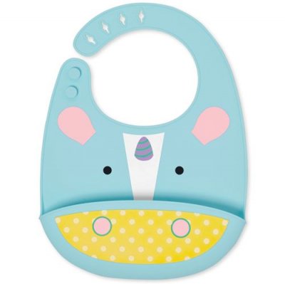 SKIP HOP SkipHop Zoo Fold and Go Silicone Bib, Unicorn