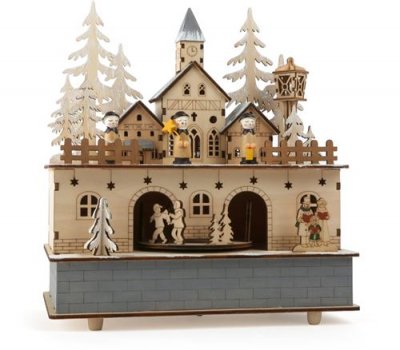 Small Foot 10543 Bo&icirc;te &agrave; Musique Illumin&eacute;e Village Bois Nature 24.00 x 21.00 x 11.00 cm