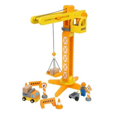 SMALLFOOT Small Foot by Legler - Jouet en bois Grue accessoires de chantier