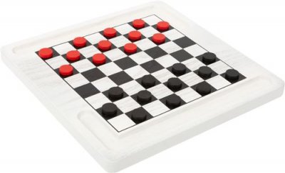 SMALL FOOT  jeu de voyage 2 en 1 &Eacute;checs et dames 20 cm blanc/noir