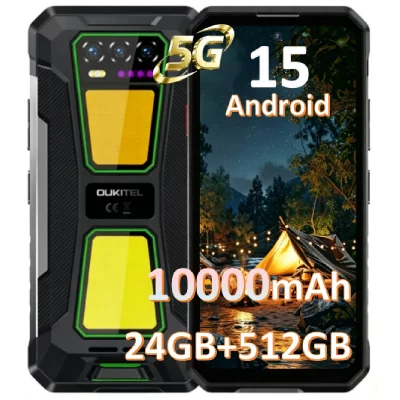 OUKITEL Smartphone Incassable 5G WP58 Pro 6.7'' 24GB 512GB Android 15 10000mah 64mp Nfc Vert