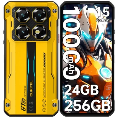 OUKITEL Smartphone Incassable  WP60 5G 7,2"" Android 15 24Go+256Go 10000mAh Jaune