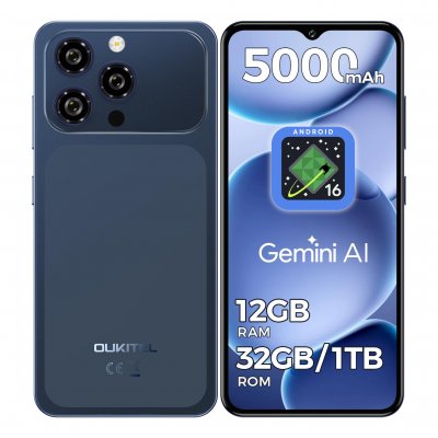 OUKITEL Smartphone  C17, &eacute;cran 6,52"", 12Go RAM + 32Go extensible 1To bleu
