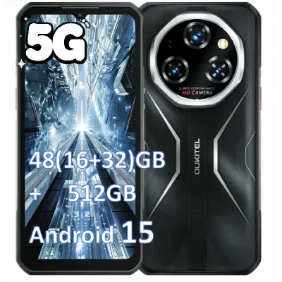 OUKITEL Smartphone  WP55 Pro 5G 6.6"" 48GB RAM + 512GB , 11000mAh, IP68/IP69K Noir