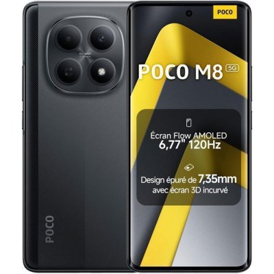XIAOMI Smartphone POCO M8 5G 12Go RAM 512Go Noir Ecran 6.77""AMOLED 120Hz Snapdragon 6 Gen3 Version EU