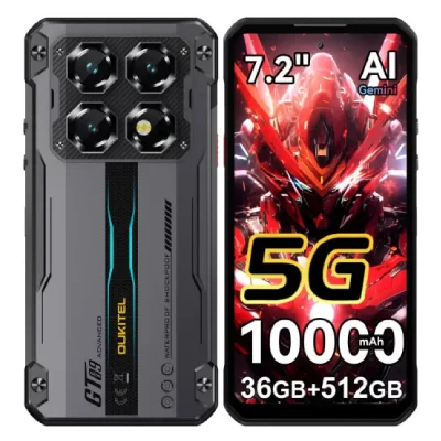 OUKITEL Smartphone robuste  WP60 5G 36Go (12+24) RAM 512Go ROM,7.2"" 120Hz,10000mAh,Noir