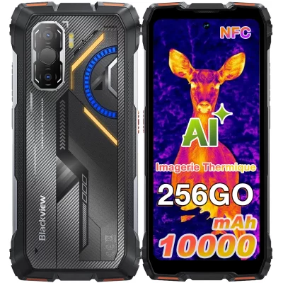 BLACKVIEW Smartphone Rock 3 4G - Octa-core 6.78"" 32Go+256Go,10000 mAh Orange