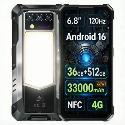 OUKITEL Smartphone WP100 Plus Robuste Double Nano SIM 12 Go/512 Go 6.8'' Noir