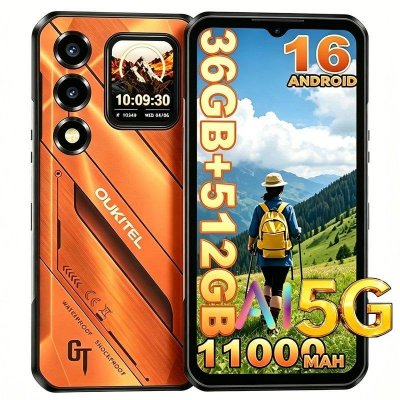 OUKITEL Smartphone WP66 5G 108MP Appareil Photo Robuste 11000mAh 36GB+512GB Orange