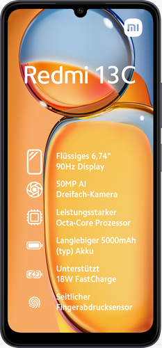 XIAOMI Smartphone  Redmi 13C 6,74"" Double nano SIM 256 Go Noir