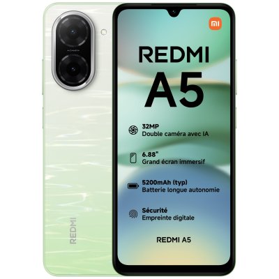 XIAOMI Smartphone  Redmi A5 6,88 pouces 3 Go/64 Go Double SIM 4G 5200 mAh 15 W Vert