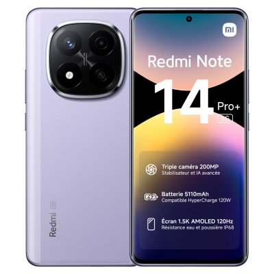 XIAOMI Smartphone  Redmi Note 14 Pro+ 6,67"" 5G Double Nano SIM 512 Go Violet lavande 