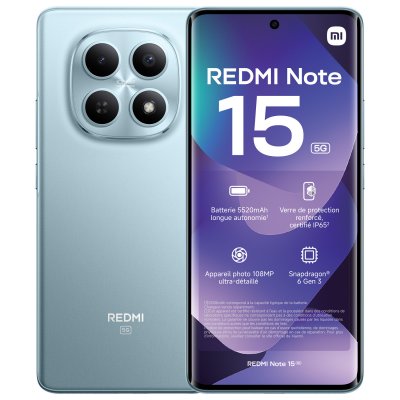 XIAOMI Smartphone  Redmi Note 15 6,77"" 5G Double nano SIM 256 Go Bleu