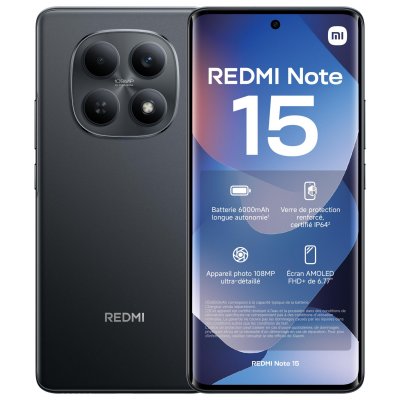 XIAOMI Smartphone  Redmi Note 15 6,77"" Double nano SIM 256 Go Noir