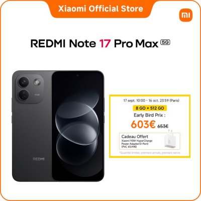 XIAOMI Smartphone  Redmi Note 17 Pro Max 5G - 512 Go - Noir