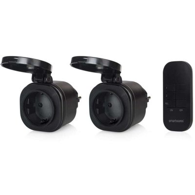 SMARTWARES  Set de mini interrupteur d'ext&eacute;rieur 7,2x7,6x1,4 cm Noir
