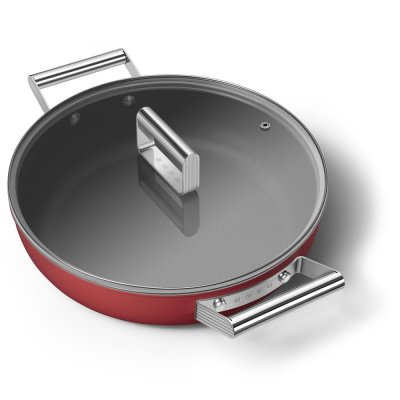 SMEG  CKFD2811RDM Po&ecirc;le &agrave; frire en aluminium avec couvercle Rouge 28 cm