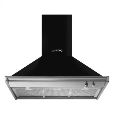 SMEG  Kd90hne Hotte Mont&eacute;e Au Mur Noir, Acier Inoxydable 815 M&sup3;/h